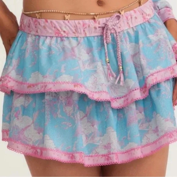 LoveShackFancy x Hurley Under The Sea cover up bathingsuit Tiered Ruffle Skirt - Picture 8 of 9